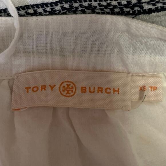 Tory Burch White Black Striped Flutter Boho Peasant Tassel Tie Midi Dress Sz XS - Picture 4 of 5